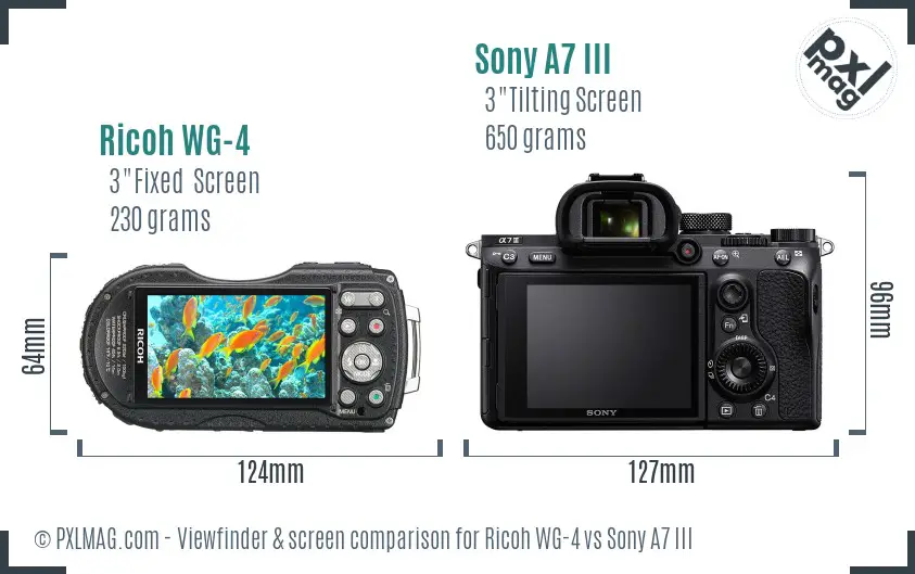 Ricoh WG-4 vs Sony A7 III Screen and Viewfinder comparison Ricoh WG-4 vs Sony A7 III Screen and Viewfinder comparison