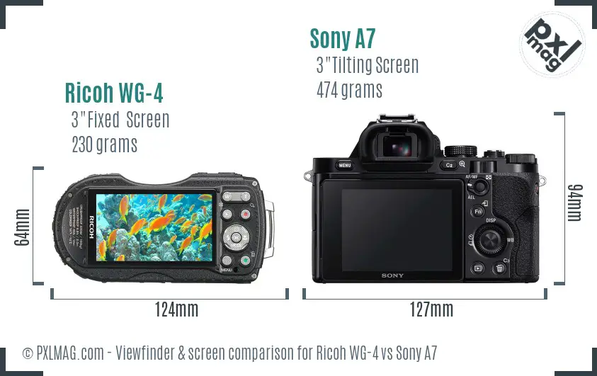 Ricoh WG-4 vs Sony A7 Screen and Viewfinder comparison