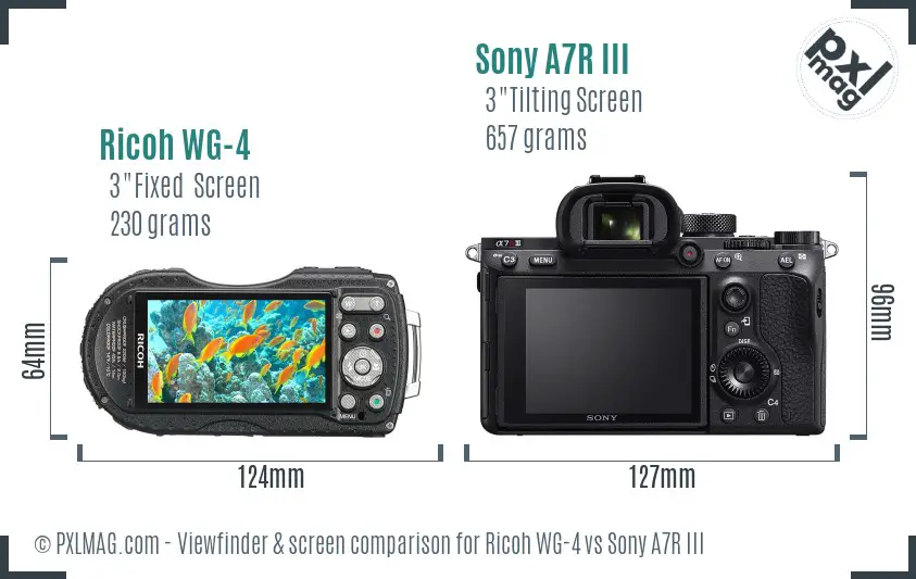 Ricoh WG-4 vs Sony A7R III Screen and Viewfinder comparison