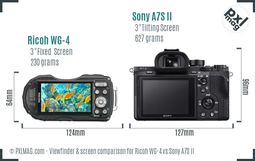 Ricoh WG-4 vs Sony A7S II Screen and Viewfinder comparison