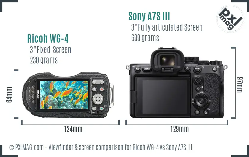 Ricoh WG-4 vs Sony A7S III Screen and Viewfinder comparison