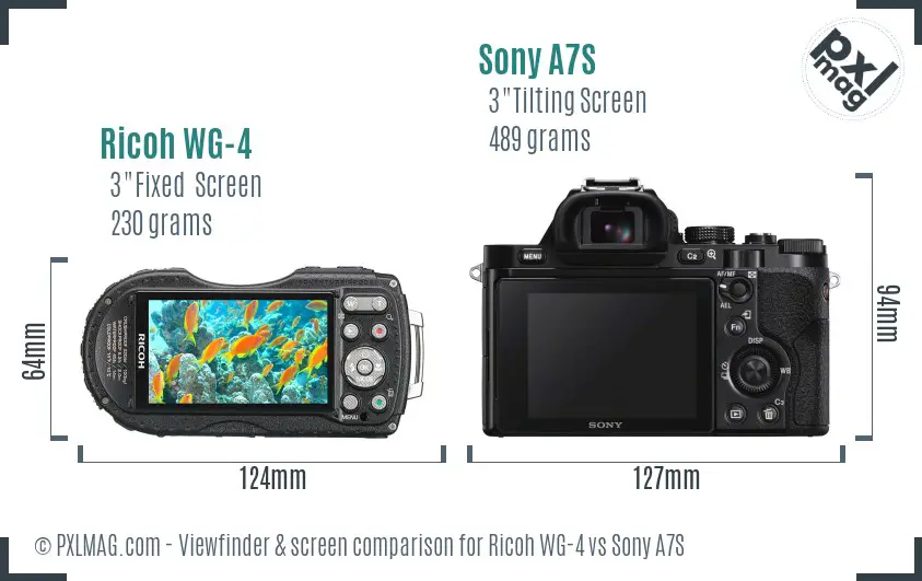 Ricoh WG-4 vs Sony A7S Screen and Viewfinder comparison