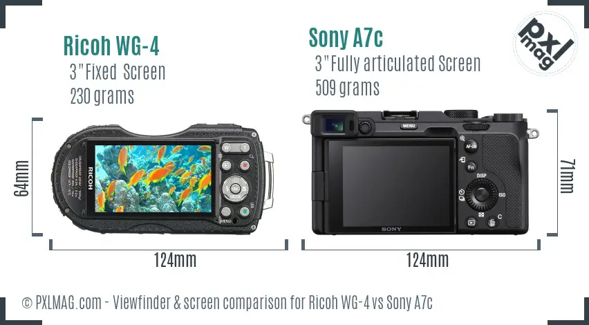 Ricoh WG-4 vs Sony A7c Screen and Viewfinder comparison Ricoh WG-4 vs Sony A7c Screen and Viewfinder comparison