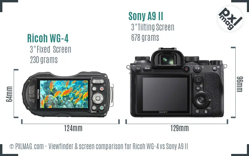 Ricoh WG-4 vs Sony A9 II Screen and Viewfinder comparison