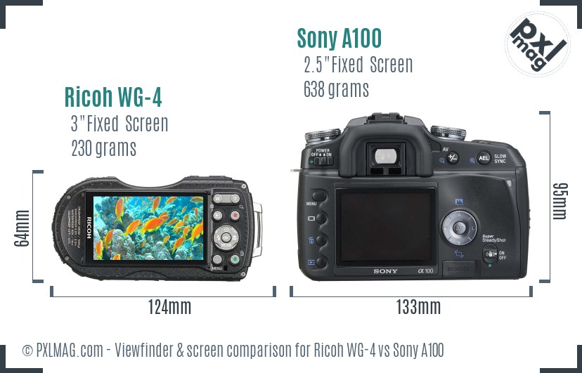 Ricoh WG-4 vs Sony A100 Screen and Viewfinder comparison