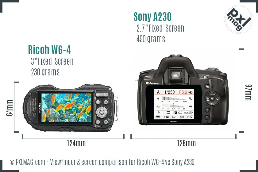 Ricoh WG-4 vs Sony A230 Screen and Viewfinder comparison Ricoh WG-4 vs Sony A230 Screen and Viewfinder comparison