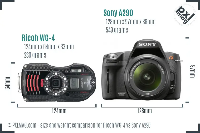 Ricoh WG-4 vs Sony A290 size comparison Ricoh WG-4 vs Sony A290 size comparison