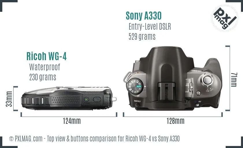 Ricoh WG-4 vs Sony A330 top view buttons comparison