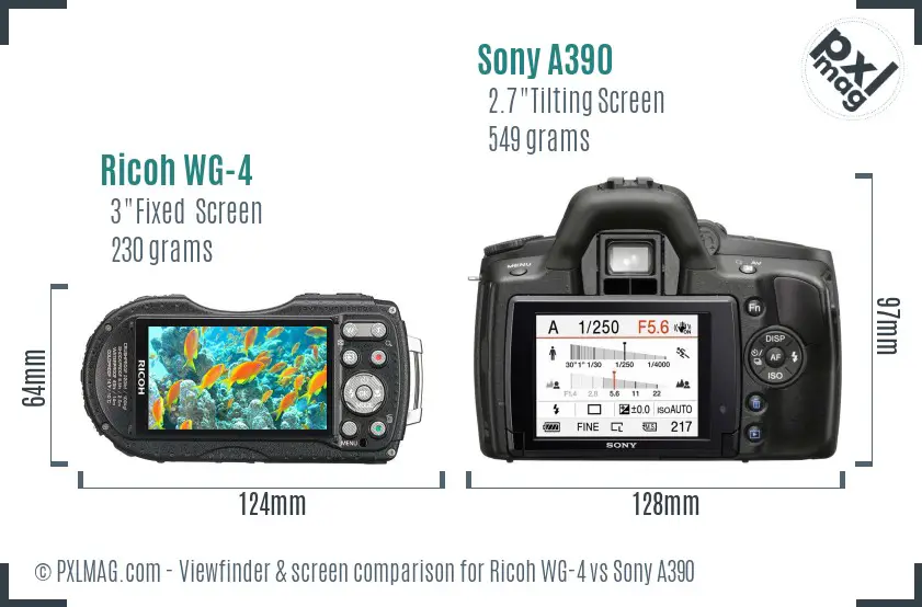Ricoh WG-4 vs Sony A390 Screen and Viewfinder comparison