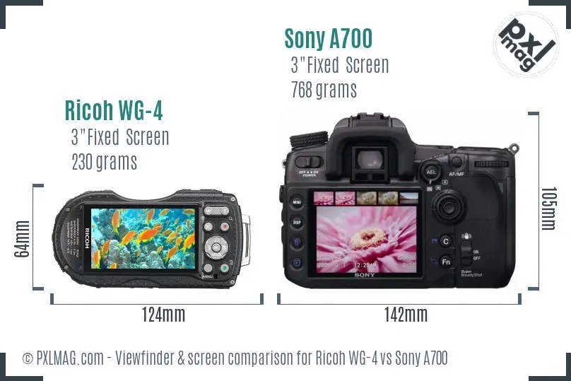 Ricoh WG-4 vs Sony A700 Screen and Viewfinder comparison