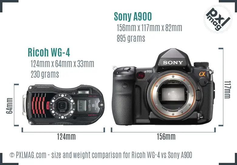 Ricoh WG-4 vs Sony A900 size comparison