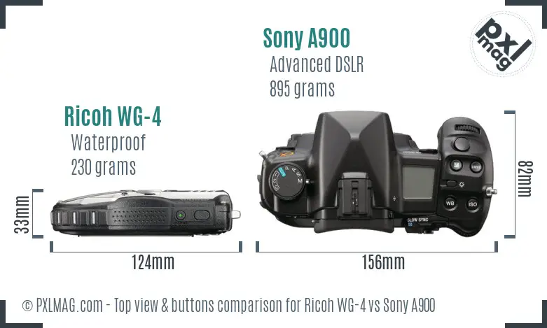 Ricoh WG-4 vs Sony A900 top view buttons comparison