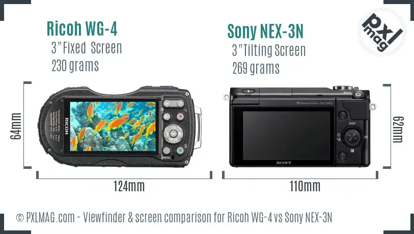 Ricoh WG-4 vs Sony NEX-3N Screen and Viewfinder comparison