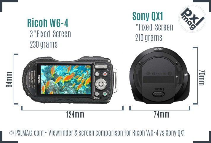 Ricoh WG-4 vs Sony QX1 Screen and Viewfinder comparison