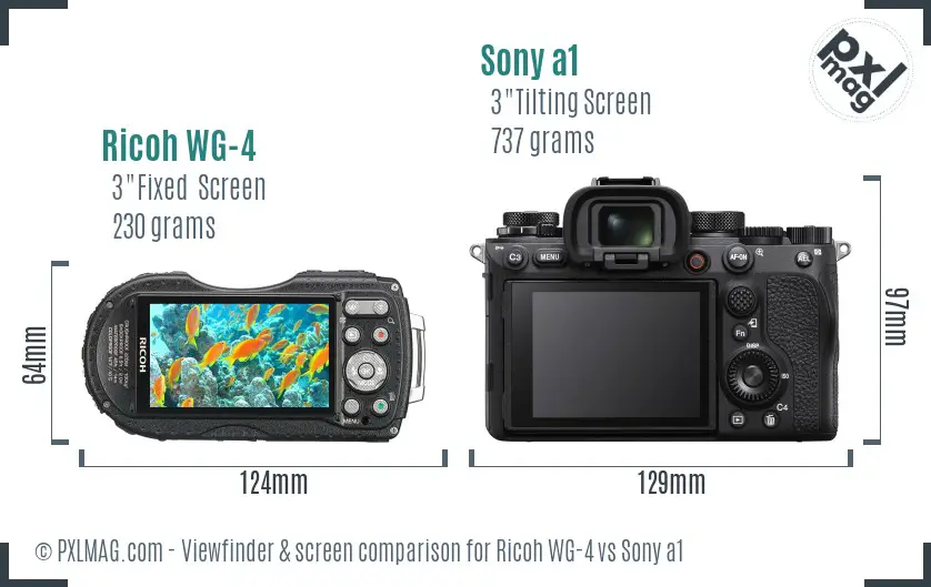 Ricoh WG-4 vs Sony a1 Screen and Viewfinder comparison