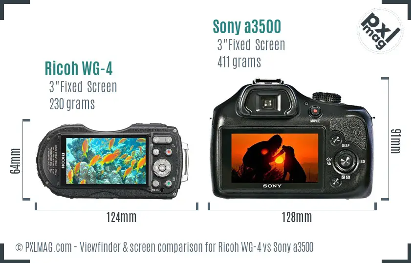 Ricoh WG-4 vs Sony a3500 Screen and Viewfinder comparison