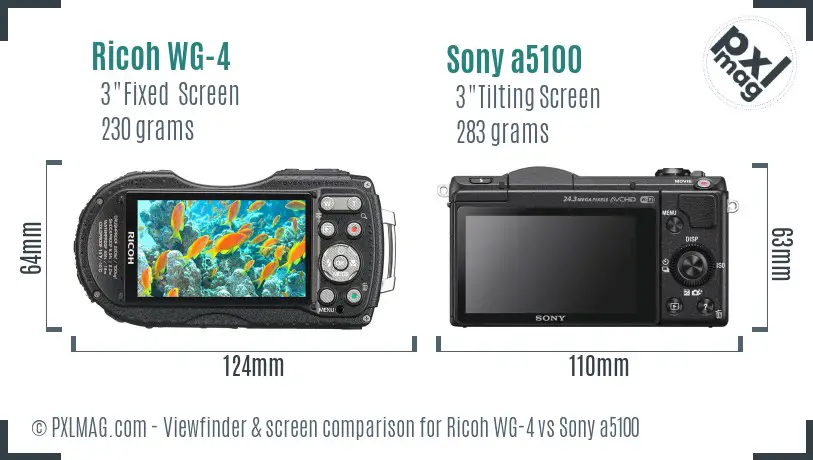 Ricoh WG-4 vs Sony a5100 Screen and Viewfinder comparison