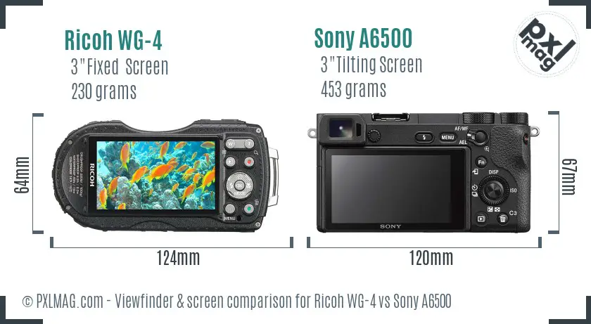 Ricoh WG-4 vs Sony A6500 Screen and Viewfinder comparison