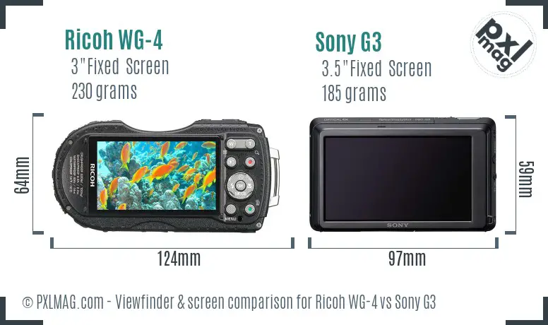 Ricoh WG-4 vs Sony G3 Screen and Viewfinder comparison
