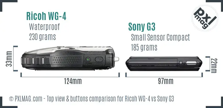 Ricoh WG-4 vs Sony G3 top view buttons comparison