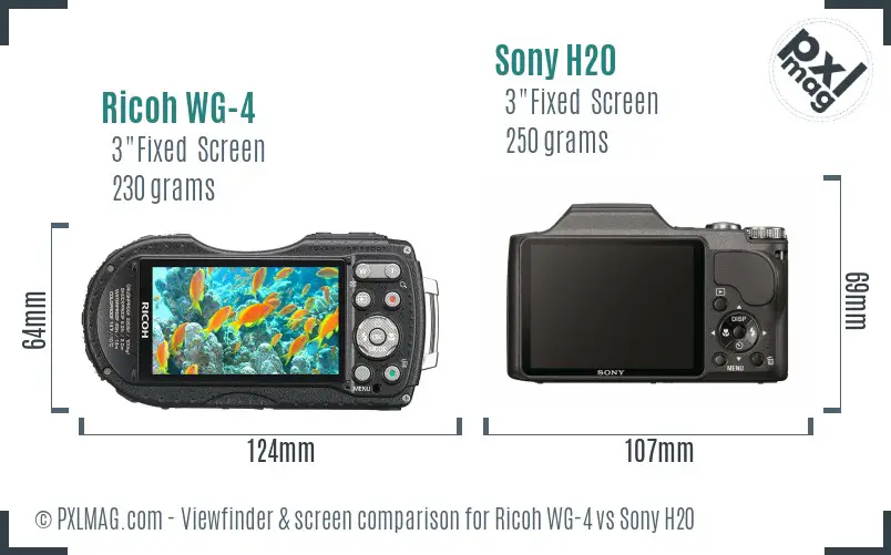 Ricoh WG-4 vs Sony H20 Screen and Viewfinder comparison