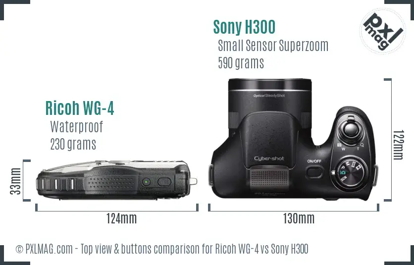 Ricoh WG-4 vs Sony H300 top view buttons comparison