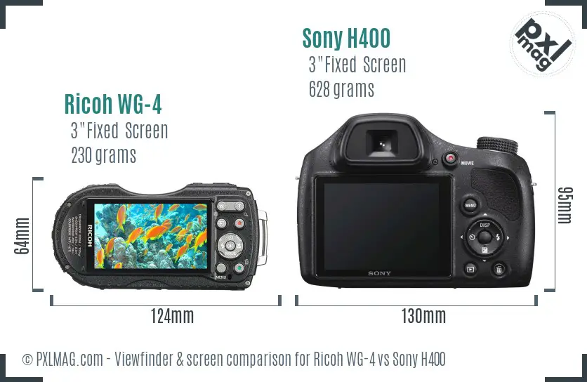 Ricoh WG-4 vs Sony H400 Screen and Viewfinder comparison