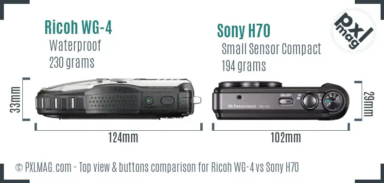 Ricoh WG-4 vs Sony H70 top view buttons comparison