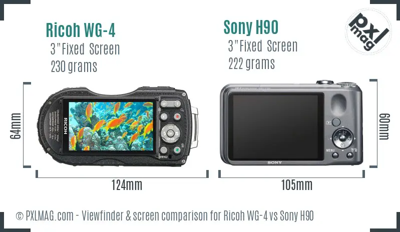 Ricoh WG-4 vs Sony H90 Screen and Viewfinder comparison Ricoh WG-4 vs Sony H90 Screen and Viewfinder comparison