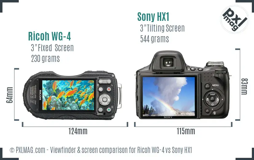 Ricoh WG-4 vs Sony HX1 Screen and Viewfinder comparison