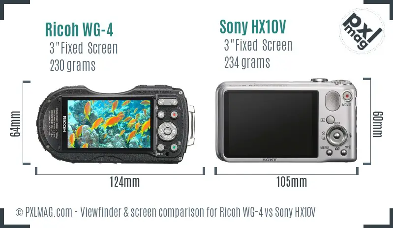 Ricoh WG-4 vs Sony HX10V Screen and Viewfinder comparison Ricoh WG-4 vs Sony HX10V Screen and Viewfinder comparison