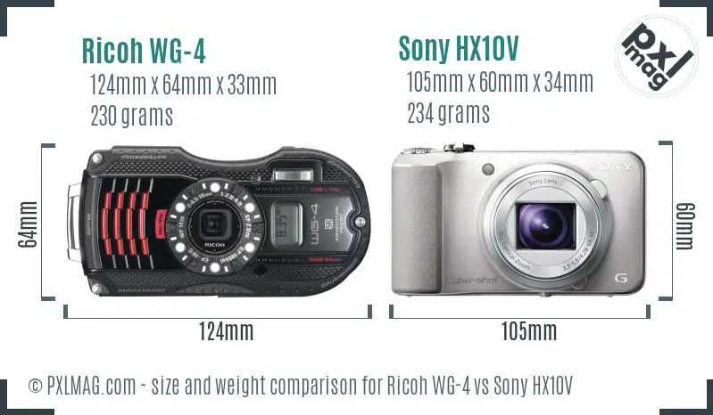 Ricoh WG-4 vs Sony HX10V size comparison Ricoh WG-4 vs Sony HX10V size comparison