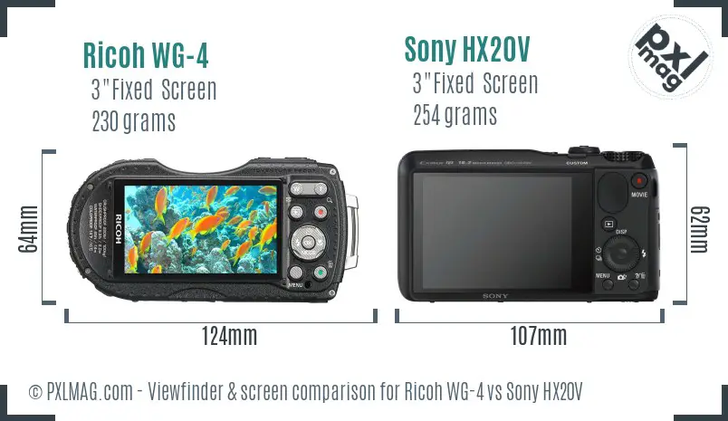 Ricoh WG-4 vs Sony HX20V Screen and Viewfinder comparison Ricoh WG-4 vs Sony HX20V Screen and Viewfinder comparison