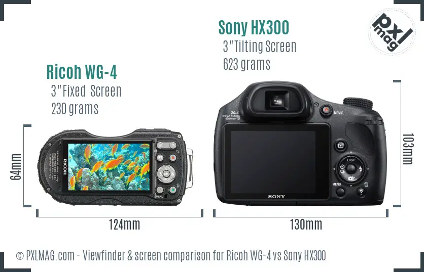 Ricoh WG-4 vs Sony HX300 Screen and Viewfinder comparison