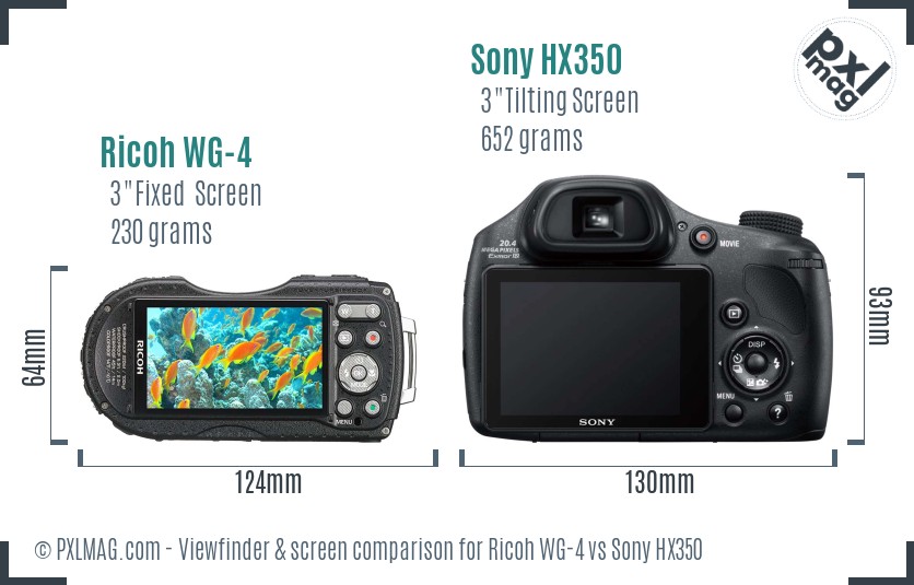 Ricoh WG-4 vs Sony HX350 Screen and Viewfinder comparison
