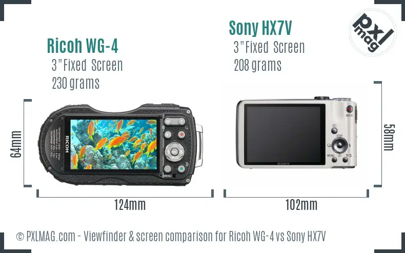 Ricoh WG-4 vs Sony HX7V Screen and Viewfinder comparison