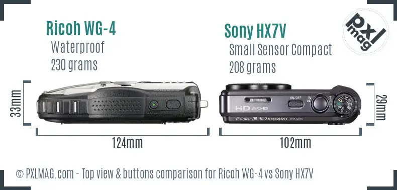 Ricoh WG-4 vs Sony HX7V top view buttons comparison