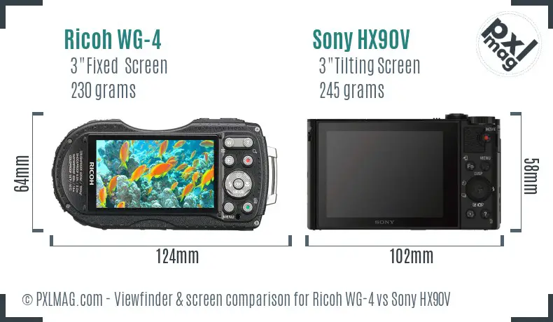 Ricoh WG-4 vs Sony HX90V Screen and Viewfinder comparison