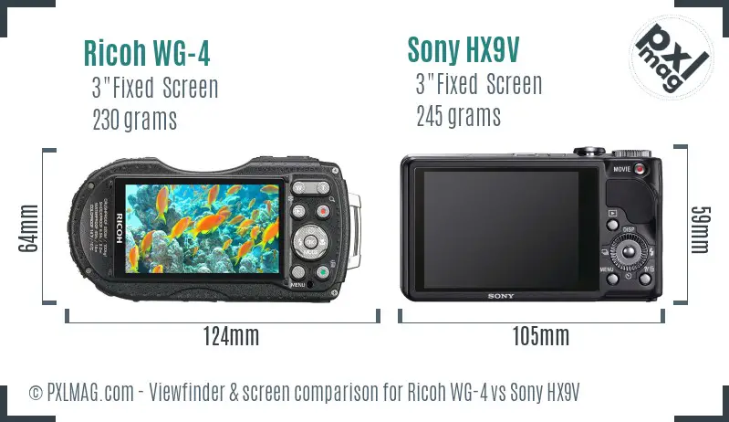 Ricoh WG-4 vs Sony HX9V Screen and Viewfinder comparison