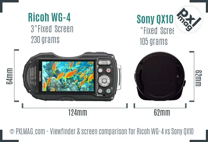 Ricoh WG-4 vs Sony QX10 Screen and Viewfinder comparison
