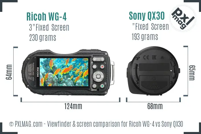Ricoh WG-4 vs Sony QX30 Screen and Viewfinder comparison Ricoh WG-4 vs Sony QX30 Screen and Viewfinder comparison