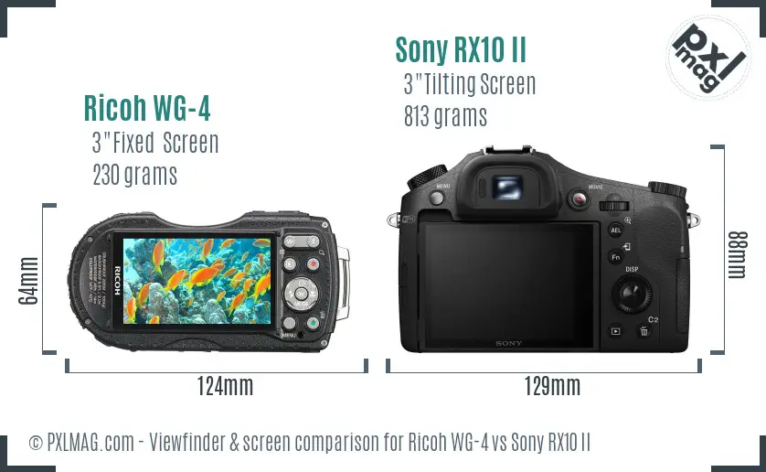 Ricoh WG-4 vs Sony RX10 II Screen and Viewfinder comparison