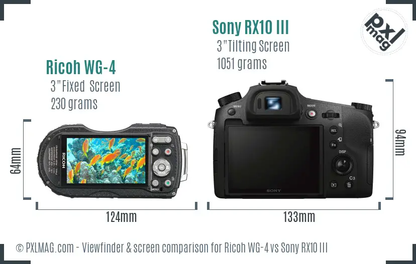 Ricoh WG-4 vs Sony RX10 III Screen and Viewfinder comparison