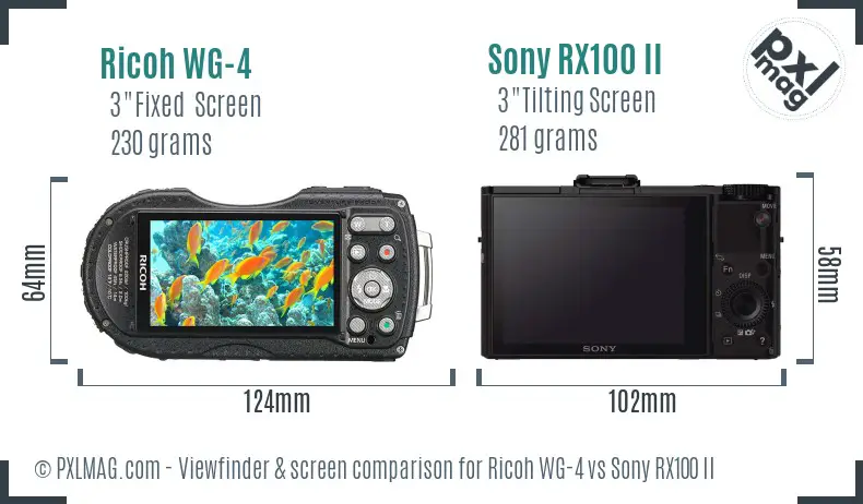 Ricoh WG-4 vs Sony RX100 II Screen and Viewfinder comparison