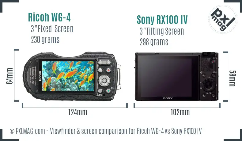 Ricoh WG-4 vs Sony RX100 IV Screen and Viewfinder comparison