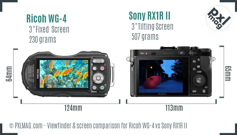 Ricoh WG-4 vs Sony RX1R II Screen and Viewfinder comparison
