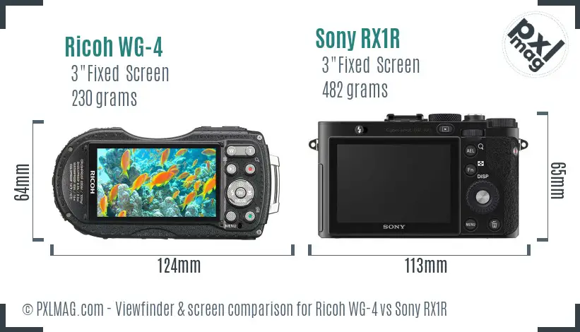 Ricoh WG-4 vs Sony RX1R Screen and Viewfinder comparison