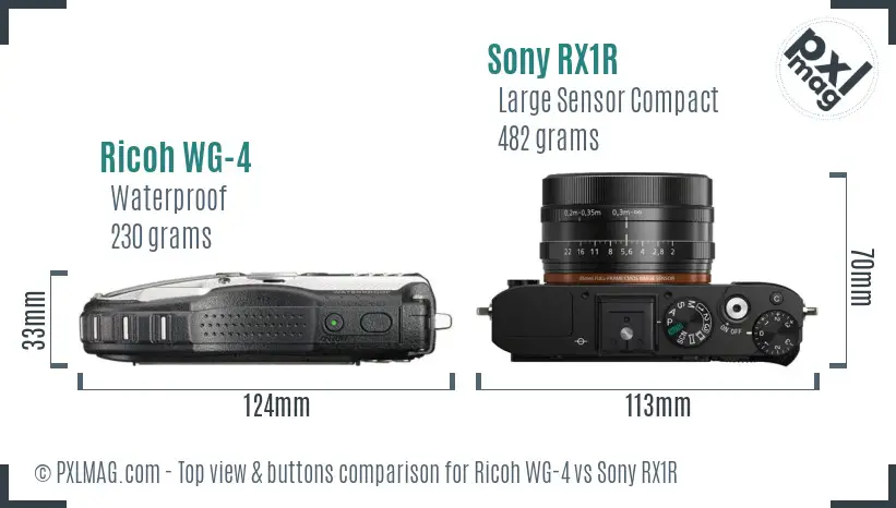 Ricoh WG-4 vs Sony RX1R top view buttons comparison