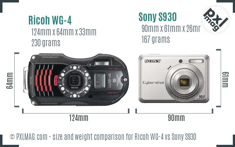 Ricoh WG-4 vs Sony S930 size comparison