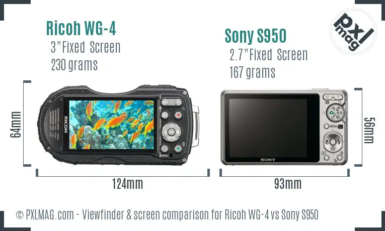 Ricoh WG-4 vs Sony S950 Screen and Viewfinder comparison
